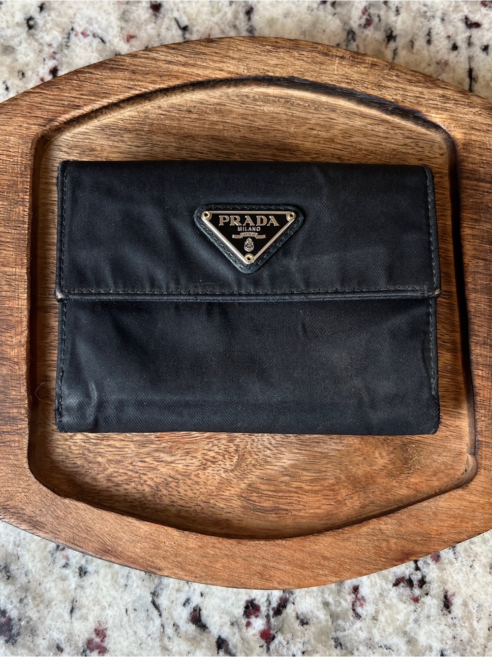 Vintage Prada Black Nylon Fold-Over Wallet